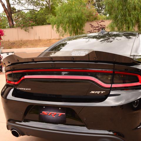 ZL1Addons BlackClear Lexan Rear Spoiler Wicker 15-up Charger SRT - Click Image to Close
